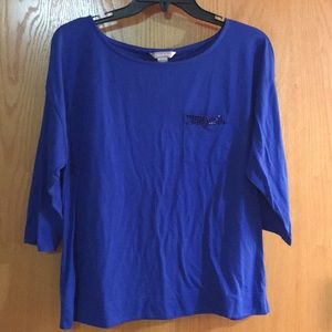 3/4 sleeve royal blue shirt